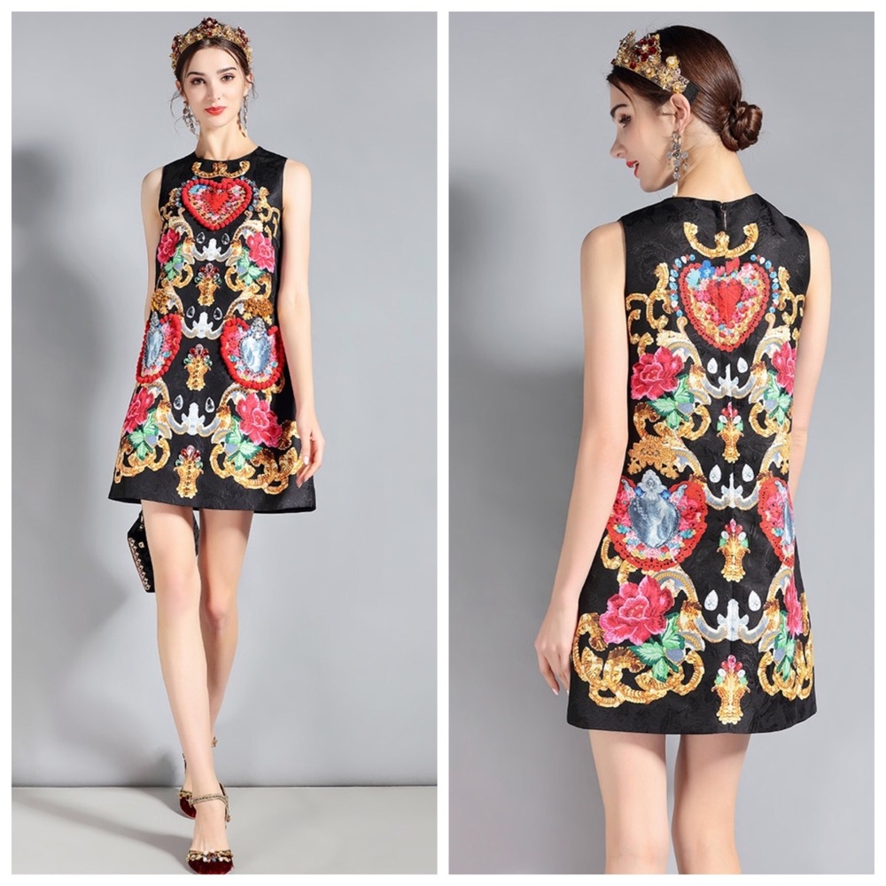The SHAELIA Jeweled Brocade Dress - Picture 7 of 8